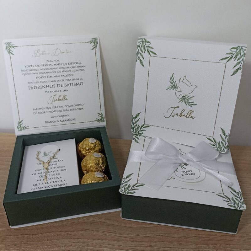 Caixa Batismo Requinte Colors com Mini Terço SemiJoia