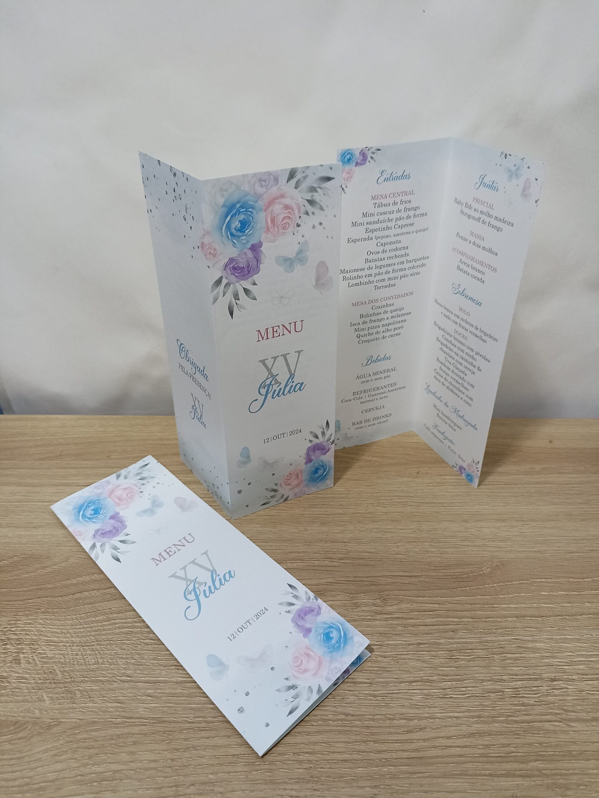 Menu em Pé 7X21cm 15 anos