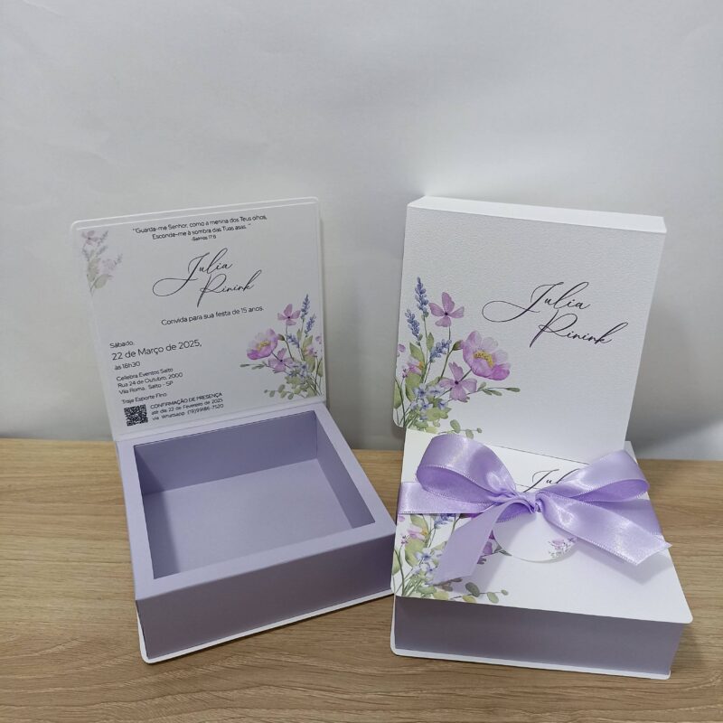 Caixa 15 anos Requinte12x12x3cm